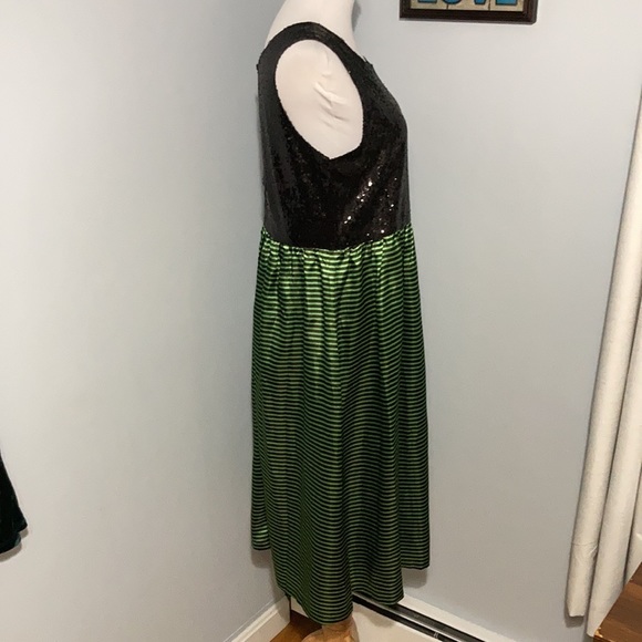 NWT Kersh by ModCloth Black & Green Sequin Striped Formal Cocktail Dress Large - Picture 5 of 15